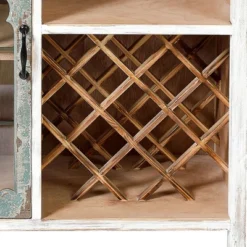 LuxenHome Distressed White And Gray Wood 1-Door Storage Wine Cabinet -Furniture Haven Shop GUEST 6a26c4c0 ef97 4b82 829c 187f9b2f95a9