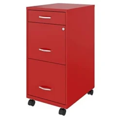 Space Solutions 18 Inch Wide Metal Mobile Organizer File Cabinet For Office Supplies & Hanging File Folders W/ Pencil Drawer & 3 File Drawers, Red -Furniture Haven Shop GUEST 6a4821c1 f7c2 4b4e 8fd3 879bcbf6315d