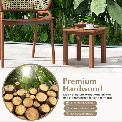Tangkula 1PC/2PCS Patio Hardwood End Table Square Side Table With Slatted Tabletop Small Coffee Bistro Table Indoor Outdoor Side Table 3 Tangkula 1PC/2PCS Patio Hardwood End Table Square Side Table With Slatted Tabletop Small Coffee Bistro Table Indoor Outdoor Side Table - Image 3