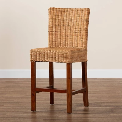 Racquel Natural Rattan And Mahogany Wood Counter Height Barstool Walnut Brown - Bali & Pari 8 Racquel Natural Rattan And Mahogany Wood Counter Height Barstool Walnut Brown - Bali & Pari - Image 8