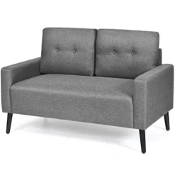 Costway Modern Loveseat Sofa 55'' Upholstered Chair Couch With Soft Cloth Cushion Grey -Furniture Haven Shop GUEST 6bd306b7 523c 4dde a101 049f7e5ff677