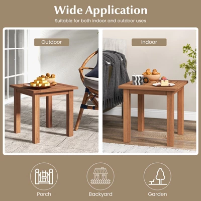 Tangkula 1PC/2PCS Patio Hardwood End Table Square Side Table With Slatted Tabletop Small Coffee Bistro Table Indoor Outdoor Side Table 7 Tangkula 1PC/2PCS Patio Hardwood End Table Square Side Table With Slatted Tabletop Small Coffee Bistro Table Indoor Outdoor Side Table - Image 7