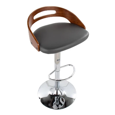 Set Of 2 Cassis Upholstered Barstool Gray/Walnut - Lumisource 6 Set Of 2 Cassis Upholstered Barstool Gray/Walnut - Lumisource - Image 6