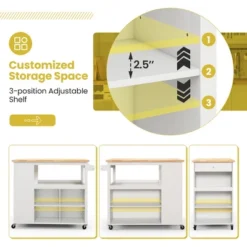 Costway Kitchen Island Trolley Cart On Wheels With Storage Open Shelves & Drawer White/Brown 15 Costway Kitchen Island Trolley Cart On Wheels With Storage Open Shelves & Drawer White/Brown -Furniture Haven Shop GUEST 6cd29548 0de8 417b a3ce 90f3a4afeac5