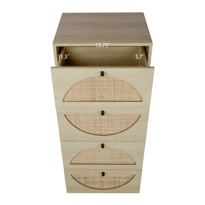 Arina Farmhouse Natural Rattan Vertical 4 With Deep Drawers Dresser-The Pop Maison 5 Arina Farmhouse Natural Rattan Vertical 4 With Deep Drawers Dresser-The Pop Maison - Image 5