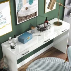Grayde 3 Drawer Vanity Table Luminous White - MiBasics -Furniture Haven Shop GUEST 6eba5ec8 9d01 4787 ba5a 6e948e5c112d