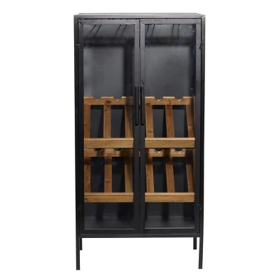Contemporary Wood Standing Wine Rack Black - Olivia & May 6 Contemporary Wood Standing Wine Rack Black - Olivia & May - Image 6