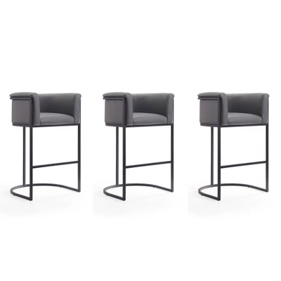 Set Of 3 Cosmopolitan Upholstered Metal Barstools - Manhattan Comfort 9 Set Of 3 Cosmopolitan Upholstered Metal Barstools - Manhattan Comfort - Image 9