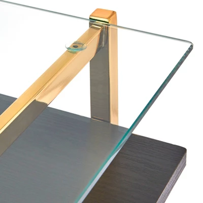 Thayer Mid Century Glass Desk Bright Gold - Lifestorey 2 Thayer Mid Century Glass Desk Bright Gold - Lifestorey - Image 2