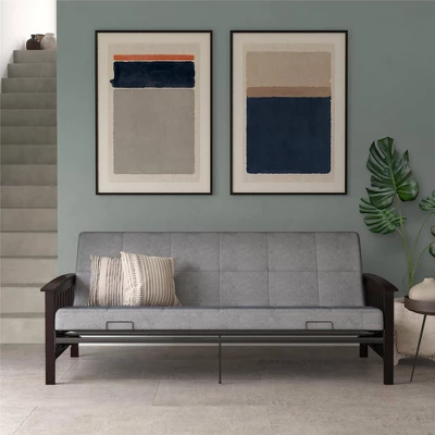 Full Brixen Wood Arm Metal Futon Frame With 6" Mattress - Room & Joy 7 Full Brixen Wood Arm Metal Futon Frame With 6" Mattress - Room & Joy - Image 7