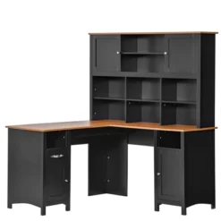 HOMCOM L-Shaped Computer Desk With Storage Shelves, Home Office Desk With Drawers And Cabinets -Furniture Haven Shop GUEST 73261c1c d108 4e24 a933 fef8567ce031