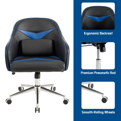 Costway Office Chair Swivel Adjustable Height W/ Massage Lumbar Support Blue 9 Costway Office Chair Swivel Adjustable Height W/ Massage Lumbar Support Blue - Image 9