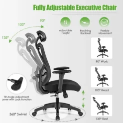 Costway Ergonomic High Back Mesh Office Chair W/ Adjustable Lumbar Support 14 Costway Ergonomic High Back Mesh Office Chair W/ Adjustable Lumbar Support -Furniture Haven Shop GUEST 736bdf55 b040 4332 b586 da861f6a394a