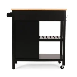 Byway Contemporary Kitchen Cart With Wheels Black/Natural - Christopher Knight Home -Furniture Haven Shop GUEST 74579f90 25c7 47eb ab7e 598780ec4714