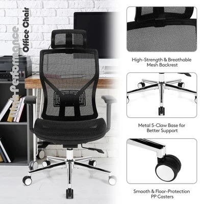 Costway Ergonomic Office Chair High-Back Mesh Chair W/Adjustable Lumbar Support 3 Costway Ergonomic Office Chair High-Back Mesh Chair W/Adjustable Lumbar Support - Image 3