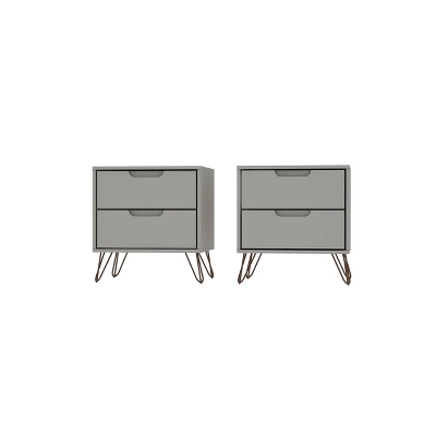 Set Of 2 Rockefeller 2 Drawer Nightstands - Manhattan Comfort 14 Set Of 2 Rockefeller 2 Drawer Nightstands - Manhattan Comfort - Image 14