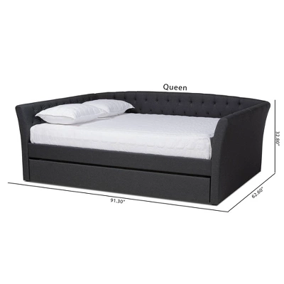 Delora Upholstered Daybed With Trundle - Baxton Studio 10 Delora Upholstered Daybed With Trundle - Baxton Studio - Image 10
