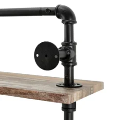 2-Tier Olivia Pipe Wall Shelf Unit With Hanging Rod Black/Rustic - Danya B. 10 2-Tier Olivia Pipe Wall Shelf Unit With Hanging Rod Black/Rustic - Danya B. -Furniture Haven Shop GUEST 75d831eb c82d 446c b89d d65e090f236b