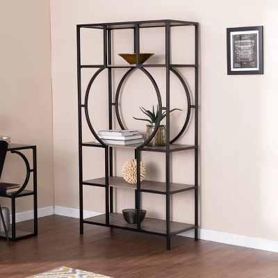 68.25" Vikrin 5 Tier Bookshelf Natural/Black - Aiden Lane 4 68.25" Vikrin 5 Tier Bookshelf Natural/Black - Aiden Lane - Image 4