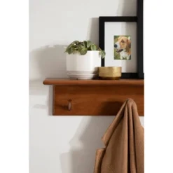 36" X 5" Alta Wood Shelf With 5 Posts Walnut Brown - Kate & Laurel All Things Decor -Furniture Haven Shop GUEST 766dbf52 920b 4dd0 ab0c 3373e029a925