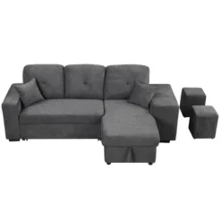 95" Pull Out Sleeper Sofa, Reversible L-Shape Sectional Couch With Storage Chaise And 2 Stools-ModernLuxe -Furniture Haven Shop GUEST 76acb965 b01e 462f 9d0d 1ae1c750be0f