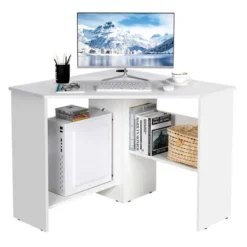 Costway Corner Computer Desk Triangle Writing Workstation W/ Storage Shelf WhiteBlack 22 Costway Corner Computer Desk Triangle Writing Workstation W/ Storage Shelf WhiteBlack -Furniture Haven Shop GUEST 76dba945 3d0b 429e 8cda a1a5edc4f5c8