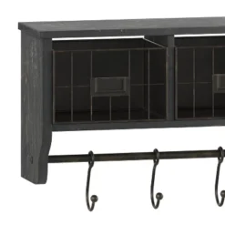 Emma And Oliver Rustic Country Wall Mounted Shelf With 5 Adjustable Sliding Hooks And Three Wire Storage Baskets 19 Emma And Oliver Rustic Country Wall Mounted Shelf With 5 Adjustable Sliding Hooks And Three Wire Storage Baskets -Furniture Haven Shop GUEST 770bef74 3780 4ffe 9358 563603b84760
