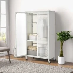 Costway Storage Wardrobe Cabinet Mobile Armoire Closet With Hanging Rod & Adjustable Shelf 11 Costway Storage Wardrobe Cabinet Mobile Armoire Closet With Hanging Rod & Adjustable Shelf -Furniture Haven Shop GUEST 7714fea2 438f 47a2 8df6 0be623167612