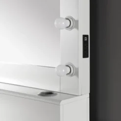 2pc Grayde 3 Drawer Vanity Table And Mirror Set With Bulbs And USB Ports Luminous White - MiBasics 11 2pc Grayde 3 Drawer Vanity Table And Mirror Set With Bulbs And USB Ports Luminous White - MiBasics -Furniture Haven Shop GUEST 785641ef c7a1 43c8 afe7 7e8e54196456