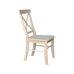 Set Of 2 X Back Chairs With Solid Wood Seat Unfinished - International Concepts