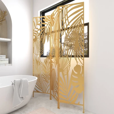 Glam Metal Palms Room Divider Screen Gold - Olivia & May 9 Glam Metal Palms Room Divider Screen Gold - Olivia & May - Image 9