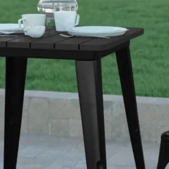 Emma And Oliver Indoor/Outdoor Dining Table, 23.75" Square All Weather Poly Resin Top With Steel Base -Furniture Haven Shop GUEST 79a45f3c ebeb 4a2b b345 f87c449b3242
