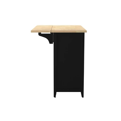 Ultom Expandable Freestanding Kitchen Island Black/Natural - Aiden Lane 4 Ultom Expandable Freestanding Kitchen Island Black/Natural - Aiden Lane - Image 4