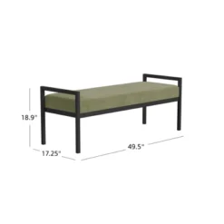 Modern Metal Bench Light Sage Green Velvet - HomePop -Furniture Haven Shop GUEST 7aff1fdb f941 41f6 af4b 6fc27a2f65ea
