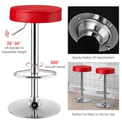 Costway 1 PC Round Bar Stool Adjustable Swivel Pub Chair U Leather With Footrest White Black Red 17 Costway 1 PC Round Bar Stool Adjustable Swivel Pub Chair U Leather With Footrest White Black Red -Furniture Haven Shop GUEST 7b3fd2c3 fb7a 46c1 88a2 b17b230060fe