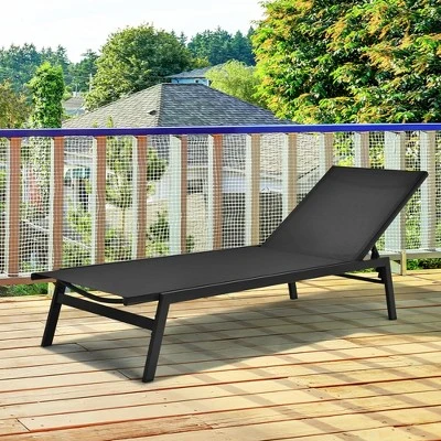 Costway 2 PCS Patio Lounge Chair Chaise Recliner Back Adjustable Garden BrownBlack 3 Costway 2 PCS Patio Lounge Chair Chaise Recliner Back Adjustable Garden BrownBlack - Image 3