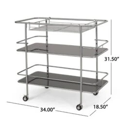 Bridger Modern 3 Tier Bar Cart With Glass Shelving Silver/Black - Christopher Knight Home 13 Bridger Modern 3 Tier Bar Cart With Glass Shelving Silver/Black - Christopher Knight Home -Furniture Haven Shop GUEST 7c77e0ad c807 433c aadd a88b08910825