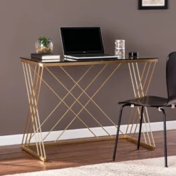 Oaknut Modern Glass Top Desk Gold - Aiden Lane 8 Oaknut Modern Glass Top Desk Gold - Aiden Lane -Furniture Haven Shop GUEST 7ce818f8 0b1e 4192 9970 fe9ae0df60e7