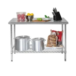 Commercial Grade Nsf Stainless Steel Top Work Table Chrome - Seville Classics -Furniture Haven Shop GUEST 7d3bd31a 48ec 4ea1 bc84 00918e6e080b