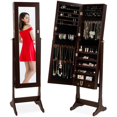 Best Choice Products 6-Tier Standing Mirror Lockable Storage Organizer Cabinet Armoire W/ Velvet Interior 9 Best Choice Products 6-Tier Standing Mirror Lockable Storage Organizer Cabinet Armoire W/ Velvet Interior - Image 9