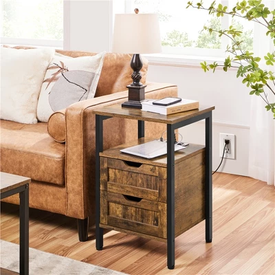 Yaheetech 2-Drawer End Table With Charging Outlets And USB Ports 1 Yaheetech 2-Drawer End Table With Charging Outlets And USB Ports