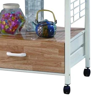Commodious Kitchen Shelf On Casters White - Benzara 1 Commodious Kitchen Shelf On Casters White - Benzara