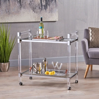 Mirren Modern Glass Bar Trolley Clear - Christopher Knight Home 1 Mirren Modern Glass Bar Trolley Clear - Christopher Knight Home