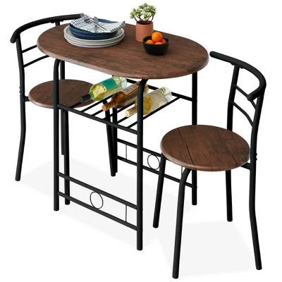 Best Choice Products 3-Piece Wood Dining Room Round Table & Chairs Set W/ Steel Frame, Built-In Wine Rack 9 Best Choice Products 3-Piece Wood Dining Room Round Table & Chairs Set W/ Steel Frame, Built-In Wine Rack - Image 9