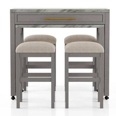 5pc Gardenside Expandable Counter Height Dining Table Set White/Light Gray/Beige - HOMES: Inside + Out 3 5pc Gardenside Expandable Counter Height Dining Table Set White/Light Gray/Beige - HOMES: Inside + Out - Image 3