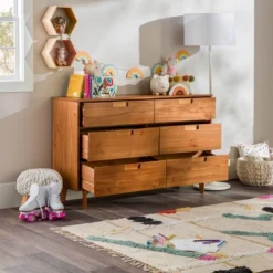 Mid-Century Modern Groove Wood 6 Drawer Dresser - Saracina Home -Furniture Haven Shop GUEST 7faaf4e0 3bb4 4268 99ad 0f6342d872ce