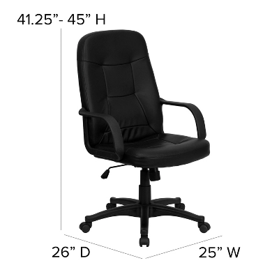 Emma And Oliver High Back Black Glove Vinyl Executive Swivel Office Chair With Arms 3 Emma And Oliver High Back Black Glove Vinyl Executive Swivel Office Chair With Arms - Image 3