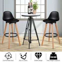 Costway Set Of 2 Mid Century Barstool 28.5" Dining Pub Chair W/Leather Padded Seat Black -Furniture Haven Shop GUEST 7fc9dee4 880c 4091 8ebe c32f4ae09ce2