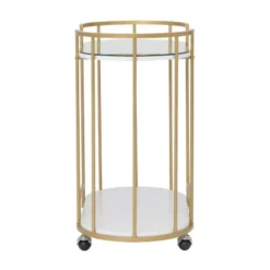 Pavillion 2 Tier Oval Bar Serving Cart Shelves With Glass Mirror Gold - Studio Designs -Furniture Haven Shop GUEST 7ffa77ba d12a 4c20 b805 662fe45bca11