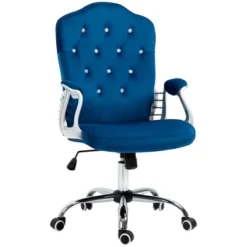 Vinsetto Home Office Chair, Velvet Computer Chair, Button Tufted Desk Chair With Swivel Wheels, Adjustable Height, And Tilt Function, Blue -Furniture Haven Shop GUEST 809b8e4f edcc 430c b425 07c0bdc80231